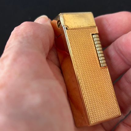 VINTAGE PANTHER GUY GOLD TONE Side Wheel Roller Butane Lighter Boxed Paperwork
