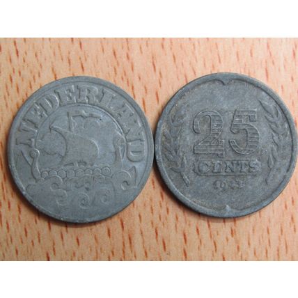 Netherlands 1941 25 Cents Coin