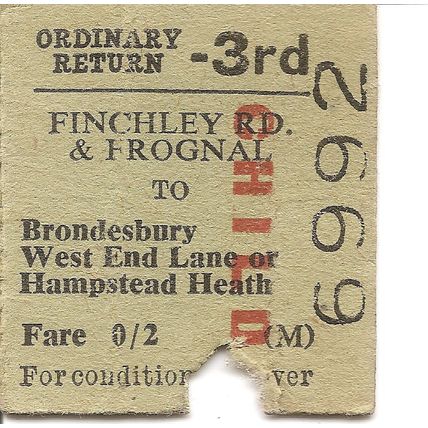 B.R. Edmondson Ticket- Finchley Rd. & Frognal to Brondesbury, West End Lane etc.