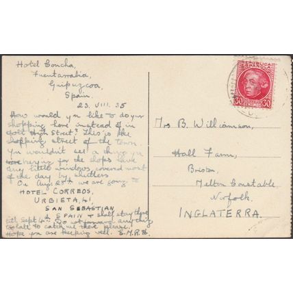 Calle Mayor, Fuenterrabia, 1935 - La Española Tarjeta Postal