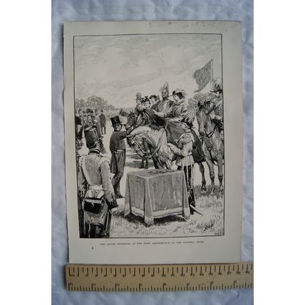 Vintage illustration: The Queen presiding first distribution of Victoria Cross