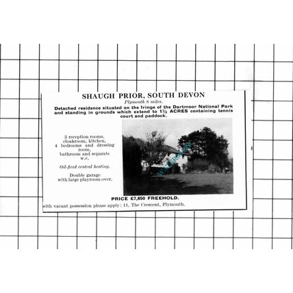Shaugh Prior Devon SMALL House Sale Advert - 1967 Clipping