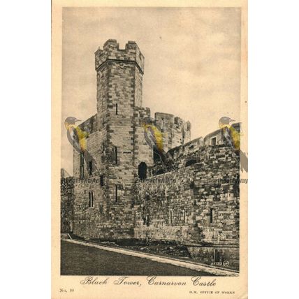 Black Tower, Caernarvon Castle, HM Office of Works 10 Postcard