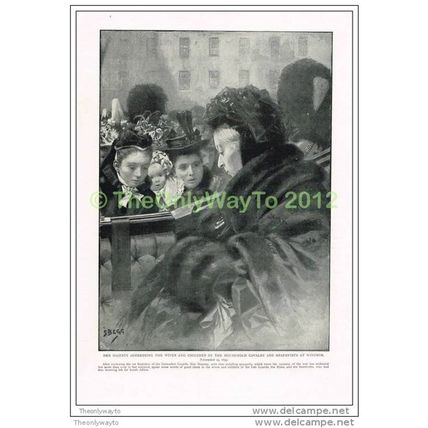 QUEEN VICTORIA ADDRESSING WIVES OF HOUSEHOLD CAVALRY WINDSOR, BOOK ILLUSTRATION