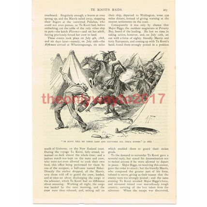 Te Kooti Attacks Camp, New Zealand (1868), Book Illustration, c1905