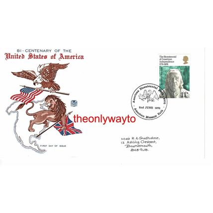 1976 Bi-Centenary Of USA, American Museum Bath Postmark, FDC
