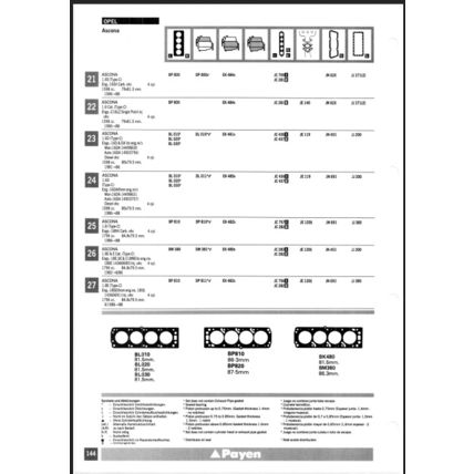Payen German Models Gasket And Oil Seal Parts Catalogue 1994 PX513 Reprint