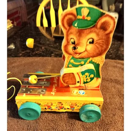 Old Vintage Original Fisher Price Tiny Teddy # 635 7 1/4" Tall 1962
