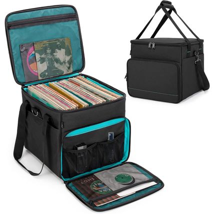 Lodrid Vinyl Record Carrying Bag with Bottom Padded Pad, Album Storage Case with