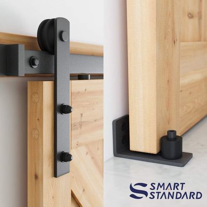 SMARTSTANDARD 6.8 FT Heavy Duty Sturdy Sliding Barn Door Hardware Kit, Black, (W