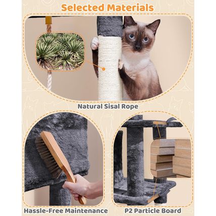 Yaheetech Large Multi-Level Cat Tree, 63 Inches Tall with Sisal-Covered Scratchi