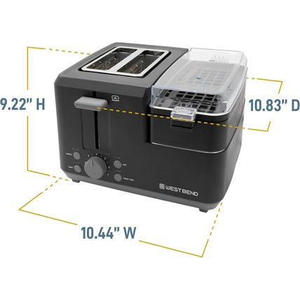 West Bend 78500 Breakfast Station, 2-Slice Toaster with Removable Meat and Veget