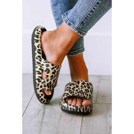 Black Print Thick Sole Slip On Slippers