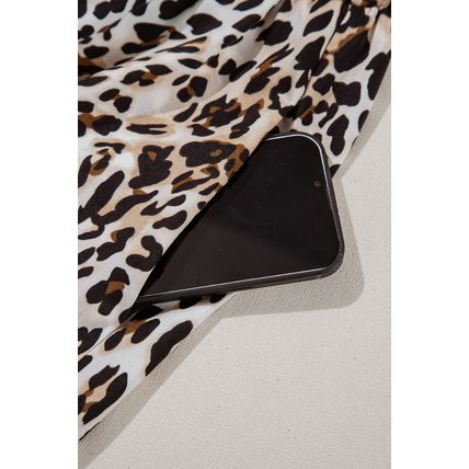 Multicolour Leopard Tie Front Puff Sleeve Short Flared Dress