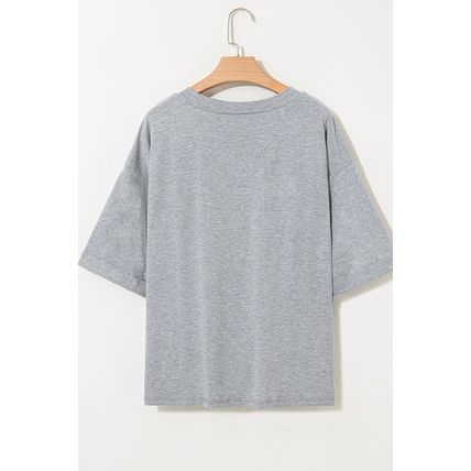 High Raglan Half Sleeve V Neck Oversized T Shirt