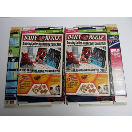 Nestle 2007 Shreddies Cereal Boxes SPIDER-MAN Activity Comics Set of 2