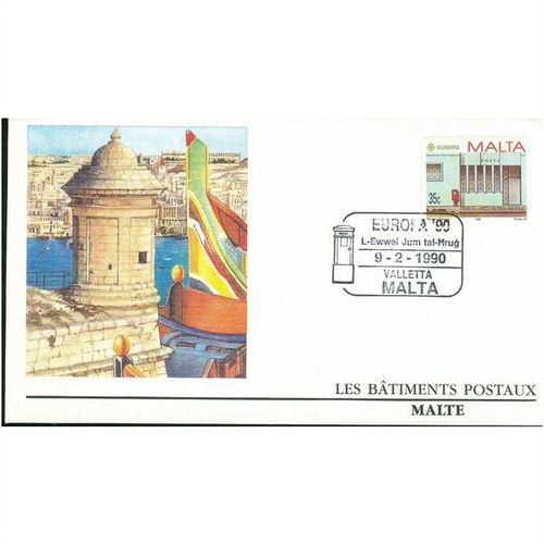 Malta FDC 1990 - SG 864-865 - Europa Post Office Buildings x 2 covers