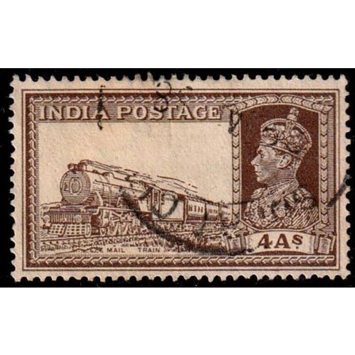 India 1937 King George VI Train 4As Used Stamp