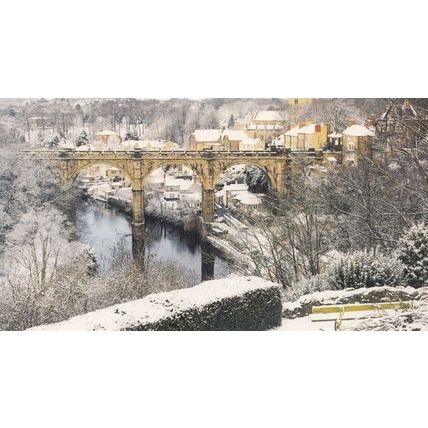 Knaresborough Viaduct in Christmas Winter Snow Large Postcard