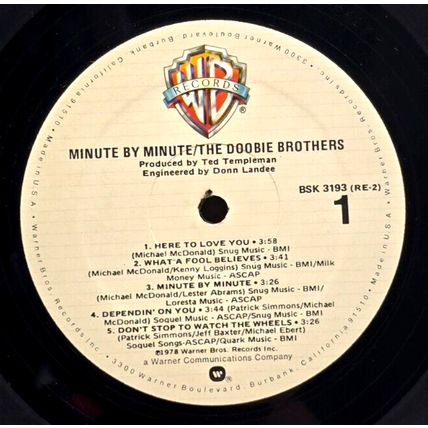 DOOBIE BROTHERS Minute By Minute 1978 LP Vinyl Record Album Vintage (P4)