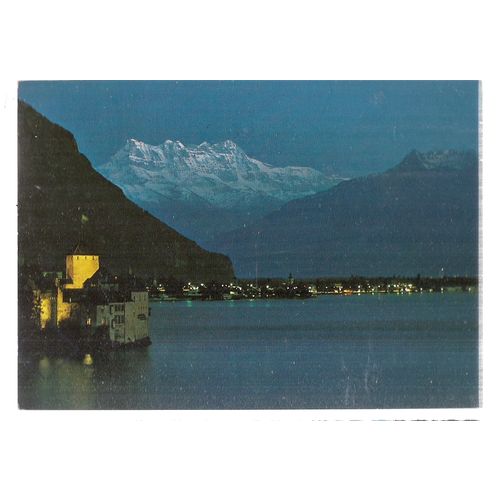 CHATEAU DE CHILLION,SWITZERLAND used postcard 1974 postmark =