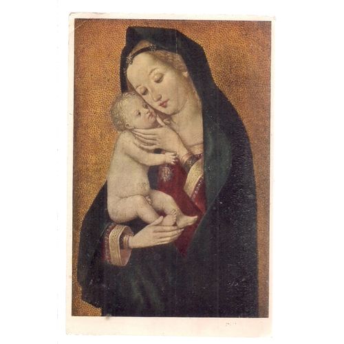 MADONNA AND CHILD, by Hans Holbein used vintage Italian postcard 1963 =