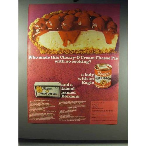 1966 Borden's Ad - Cherry-O Cream Cheese Pie