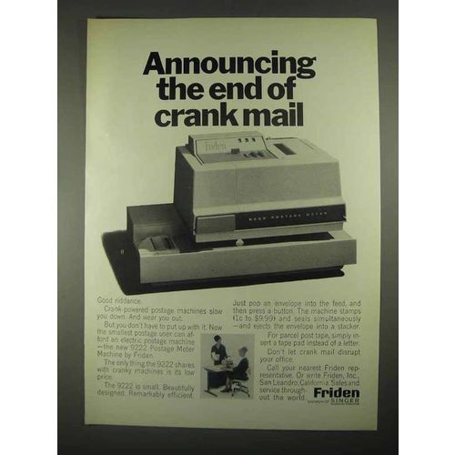 1967 Friden 9222 Postage Meter Machine Ad - Crank
