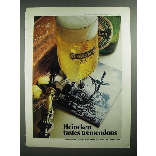 1971 Heineken Beer Ad - Tastes Tremendous