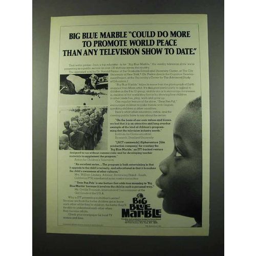 1975 Big Blue Marble TV Show Ad - Promote World Peace