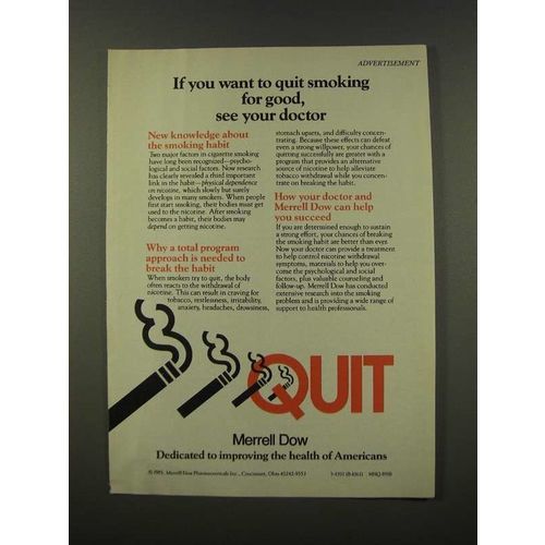 1986 Merrell Dow Ad - If You Want to Quit Smoking For Good, See Your Doctor