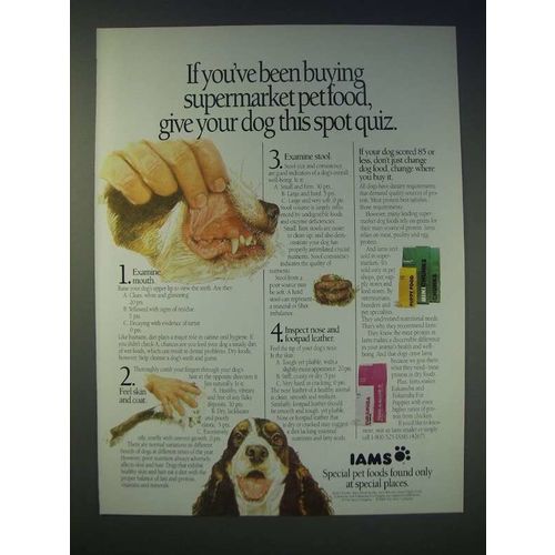 1989 Iams Pet Food Ad - If you've been buying supermarket pet food