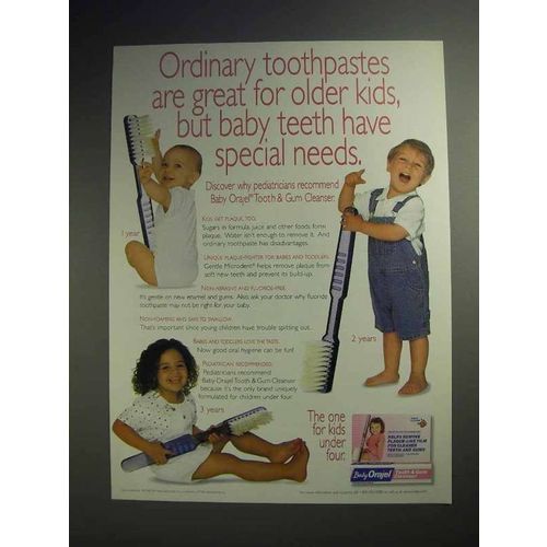 1998 Baby Orajel Tooth & Gum Cleanser Ad - Special