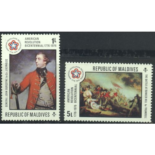 Maldives 1976 - SG633 & 636 - 1l & 5l - Bicent of American Revolution - MH