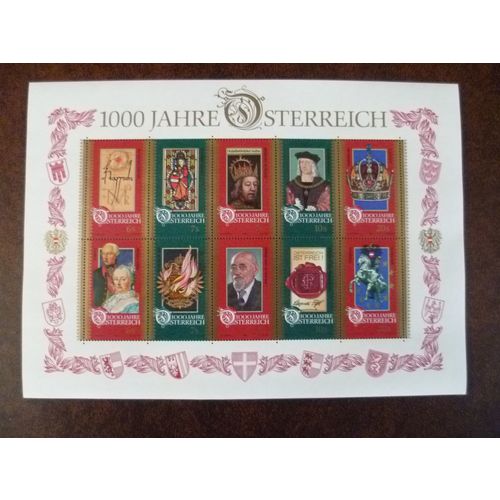 Austria 1996 Millenary of Austria miniature sheet stamps SG2436-45 Rudolf IV