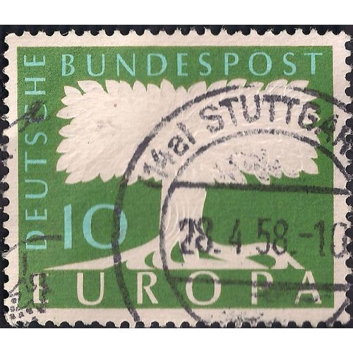 GERMANY, Europa CEPT: Tree, green 1958, 10 Pf