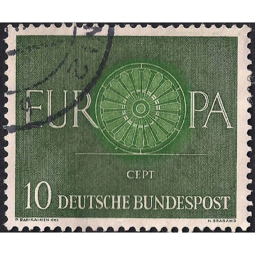 GERMANY, Europa CEPT: Spoked Wheel, green 1960, 10 Pf, #2