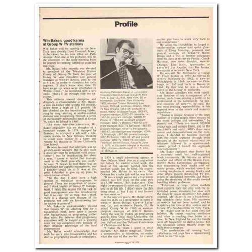 PROFILE 1973 Winthrop P Baker Jr Group W television vintage article