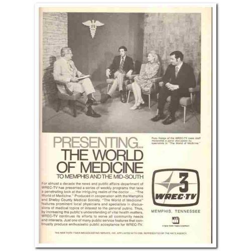 WREC-TV 1973 Russ Hodge World of Medicine television media vintage ad