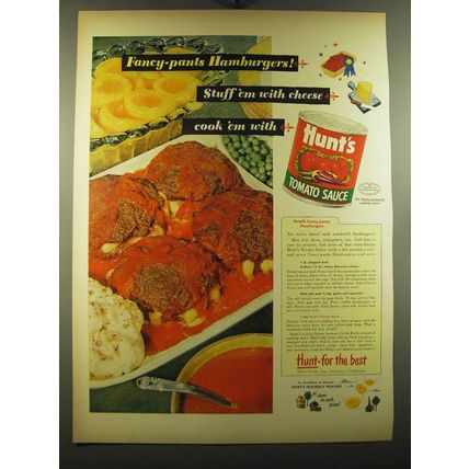 1950 Hunt's Tomato Sauce Ad - recipe for Fancy-Pants Hamburgers