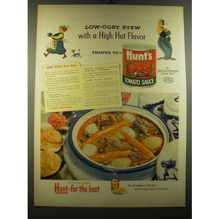 1950 Hunt's Tomato sauce Ad - recipe for Beef Stew