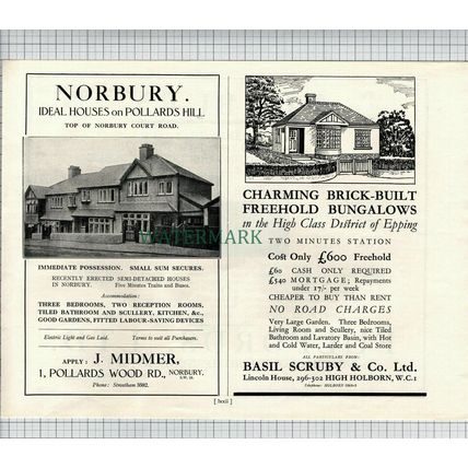 (X1727) NORBURY Court Road Tooting Bec Golf Course Pollards Hill - 1927 Cutting