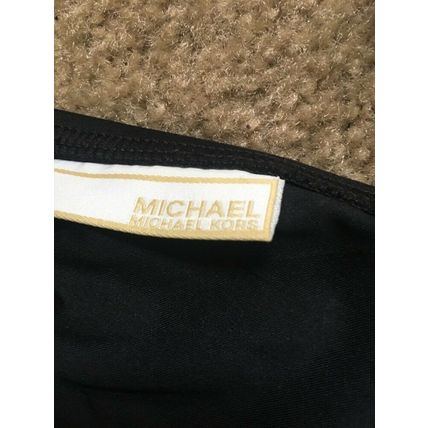 1 Pc Michael Kors Women's Black w Silver Tie Neck Back Swim Top Unknown Size