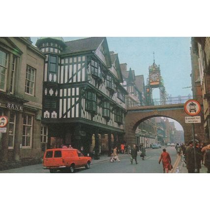 Eastgate Tower Clock Chester Royal Mail Van 1970s Postcard