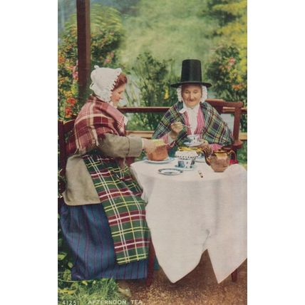 Welsh Elderly Tea Party Afternoon 1960s Postcard