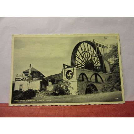 THE GREAT WHEEL, LAXEY, ISLE OF MAN used vintage postcard 1958 pm =