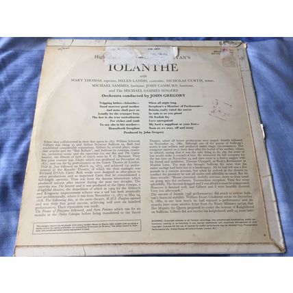 IOLANTHE - Gilbert & Sullivan (12" Vinyl LP Record album) 33⅓ RPM 1966