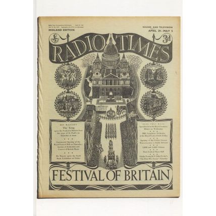 BBC Radio Times Festival Of Britain May 1951 Magazine Postcard