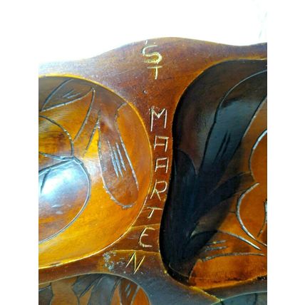 St. Maarten Wooden Tray for Serving; Chips, Candy, Decor - Unique Carved!