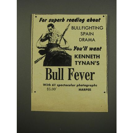 1955 Harper Book Advertisement - Bull Fever by Kenneth Tynan